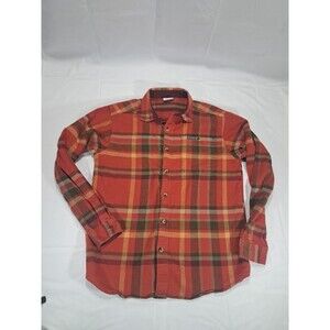Columbia Mens Flannel Medium Red Outdoors Hiking Camping Button Up Collared